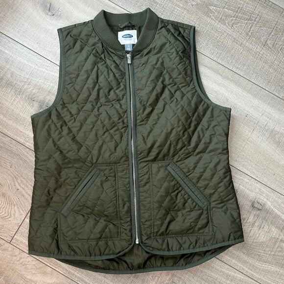 Old Navy Quilted Vest Women’s L Olive Green Lightweight Utility Outdoor Layer - Picture 1 of 6